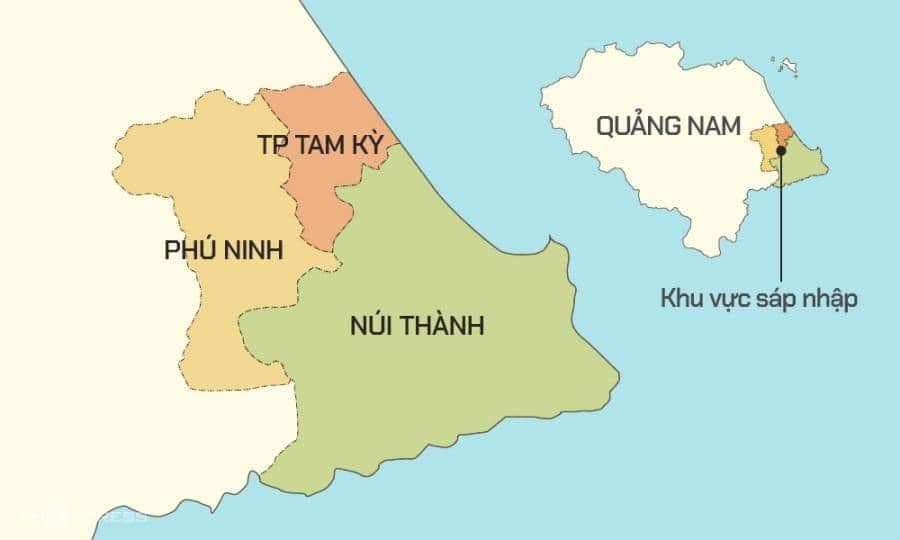 Sáp nhập Thành phố Tam Kỳ và các huyện Phú Ninh, Núi Thành thành một đơn vị hành chính
